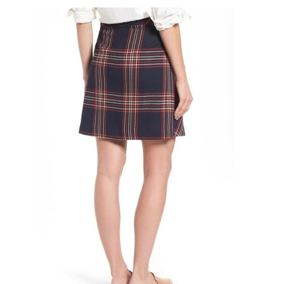 Halogen Navy Plaid Wrap Mini Skirt Size 8P NWOT - Picture 8 of 9